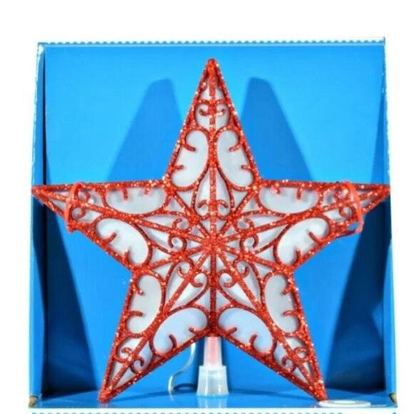 Light Up Shimmer Lattice Star Christmas Tree Topper 11" LED Red Holiday Decor - Picture 11 of 11